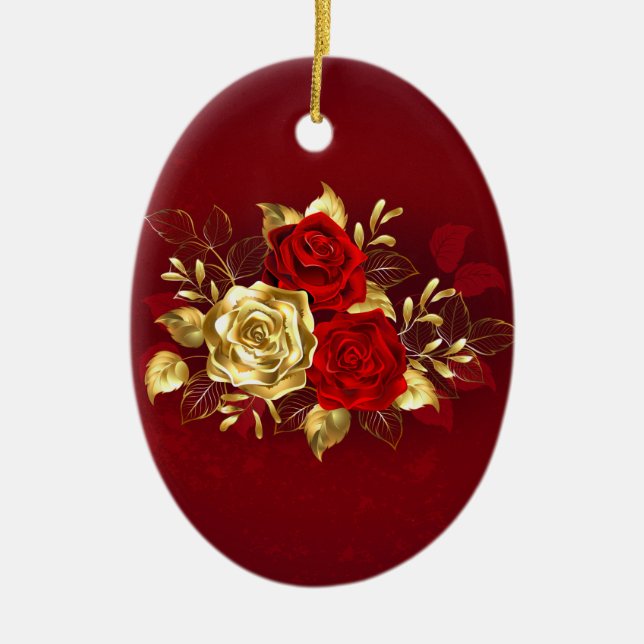 Three Jewellery Roses Ceramic Ornament (Front)