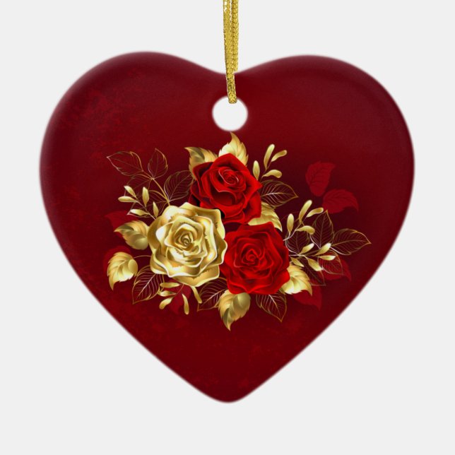 Three Jewellery Roses Ceramic Ornament (Front)