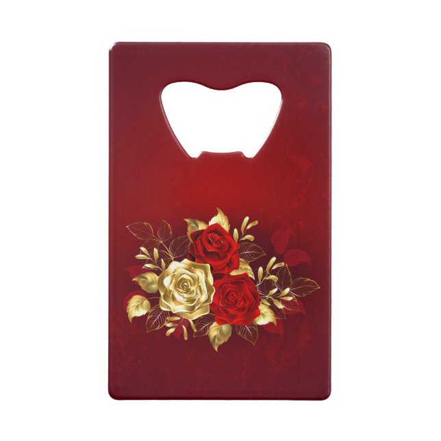 Three Jewellery Roses Credit Card Bottle Opener (Front)