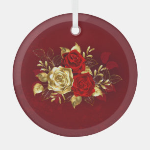 Three Jewellery Roses Glass Ornament