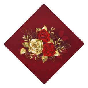 Three Jewellery Roses Graduation Cap Topper