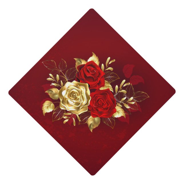 Three Jewellery Roses Graduation Cap Topper (Front)