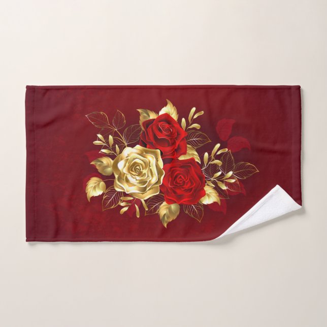 Three Jewellery Roses Hand Towel (Hand Towel)