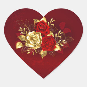 Three Jewellery Roses Heart Sticker