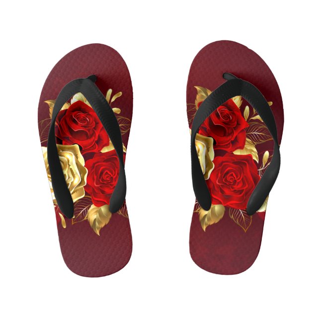Three Jewellery Roses Kid's Flip Flops (Footbed)