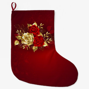 Three Jewellery Roses Large Christmas Stocking