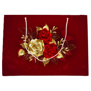 Three Jewellery Roses Large Gift Bag