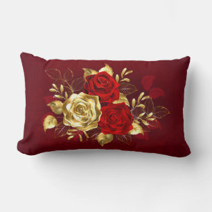 Three Jewellery Roses Lumbar Pillow