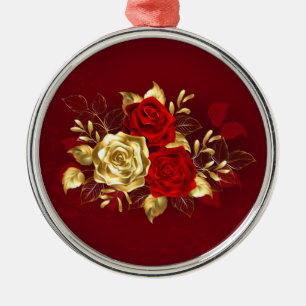 Three Jewellery Roses Metal Ornament