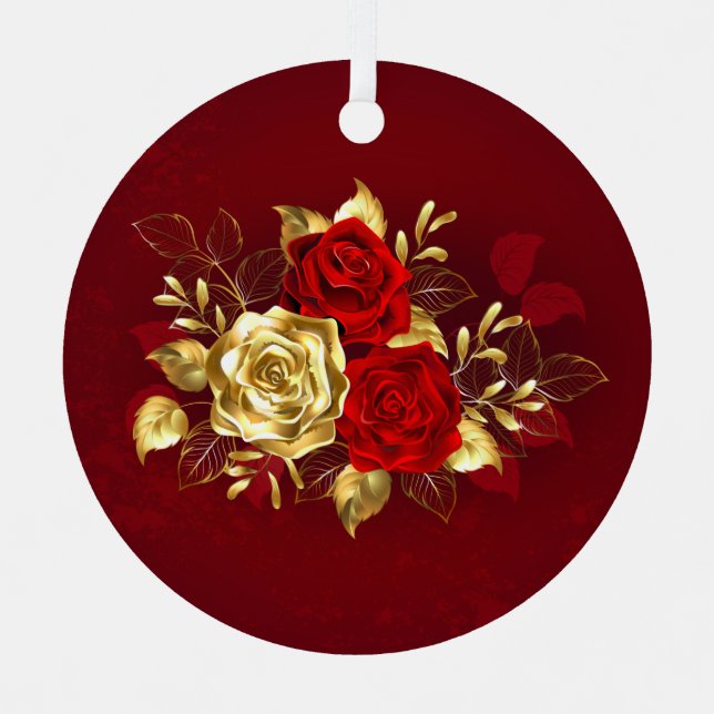 Three Jewellery Roses Metal Ornament (Front)
