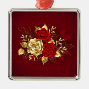 Three Jewellery Roses Metal Ornament