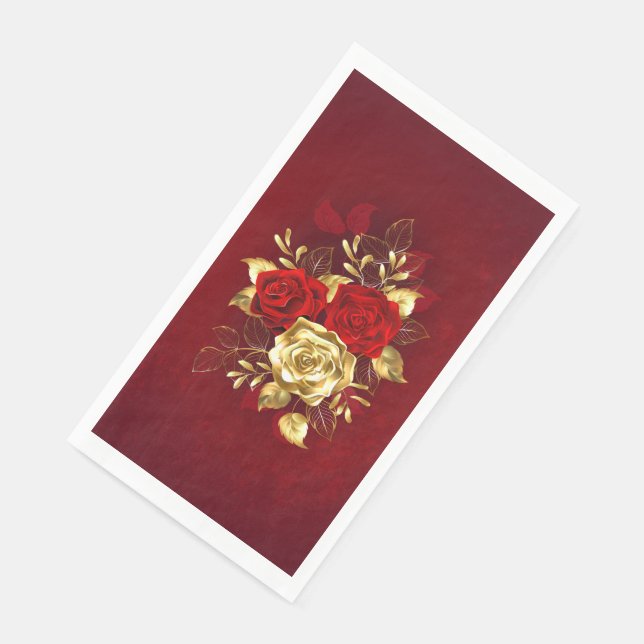 Three Jewellery Roses Napkin (Corner)