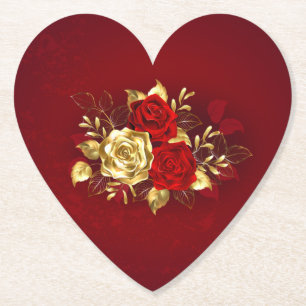 Three Jewellery Roses Paper Coaster