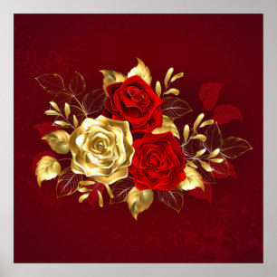Three Jewellery Roses Poster