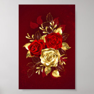Three Jewellery Roses Poster