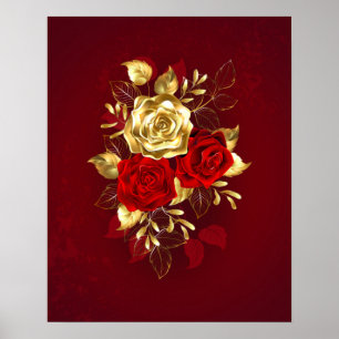 Three Jewellery Roses Poster