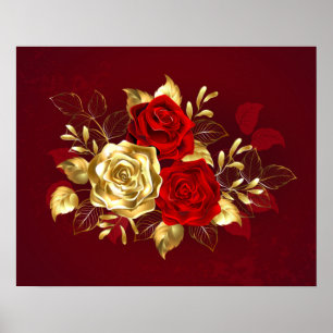 Three Jewellery Roses Poster