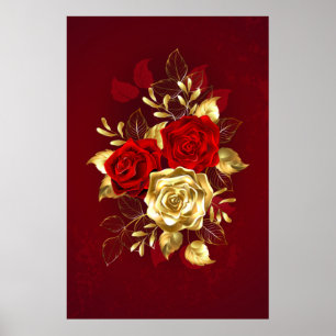 Three Jewellery Roses Poster