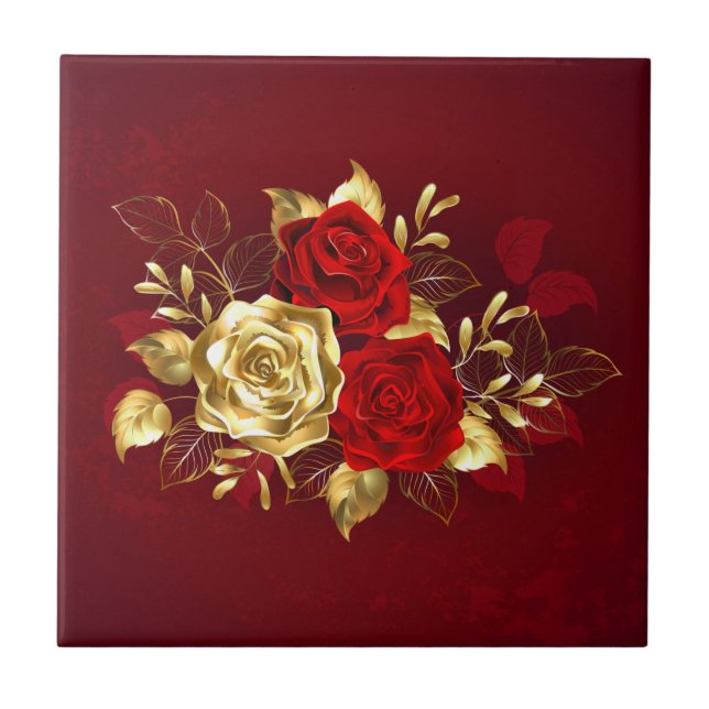 Three Jewellery Roses Tile (Front)