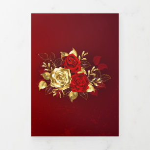 Three Jewellery Roses Tri-Fold Holiday Card
