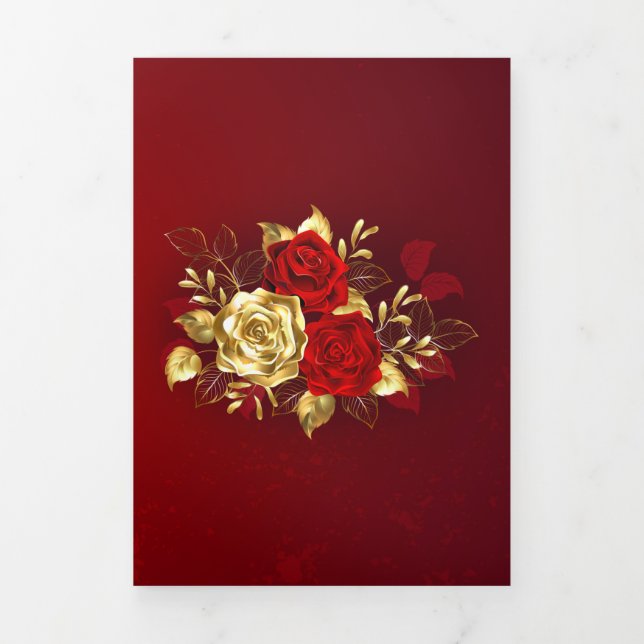 Three Jewellery Roses Tri-Fold Holiday Card (Cover)