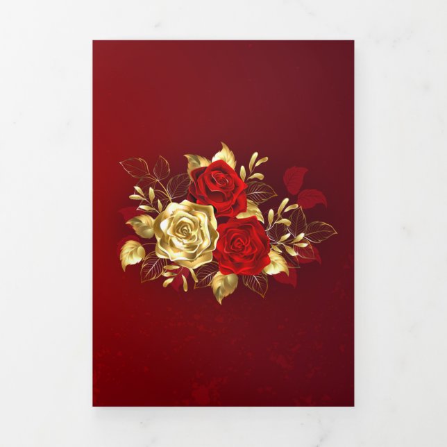 Three Jewellery Roses Tri-Fold Invitation (Cover)