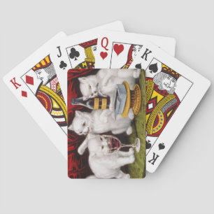 Three Jolly Kittens at the Feast Playing Cards