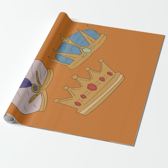 THREE KING CROWN WRAPPING PAPER  (Unrolled)