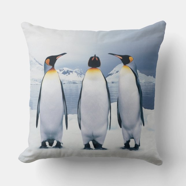 Three King Penguins Throw Pillow (Front)