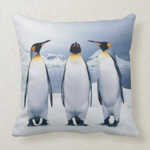 Three King Penguins Throw Pillow