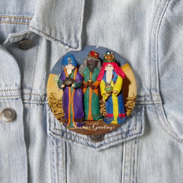 Three kings bearing gifts for baby Jesus christmas 4 Inch Round Button (In Situ)
