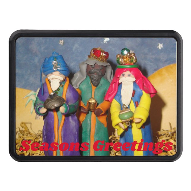 Three kings bearing gifts for baby Jesus christmas Trailer Hitch Cover (Front)