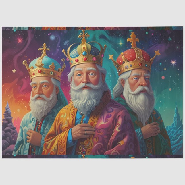 Three Kings Christmas holiday scene celebration Tissue Paper (Front)