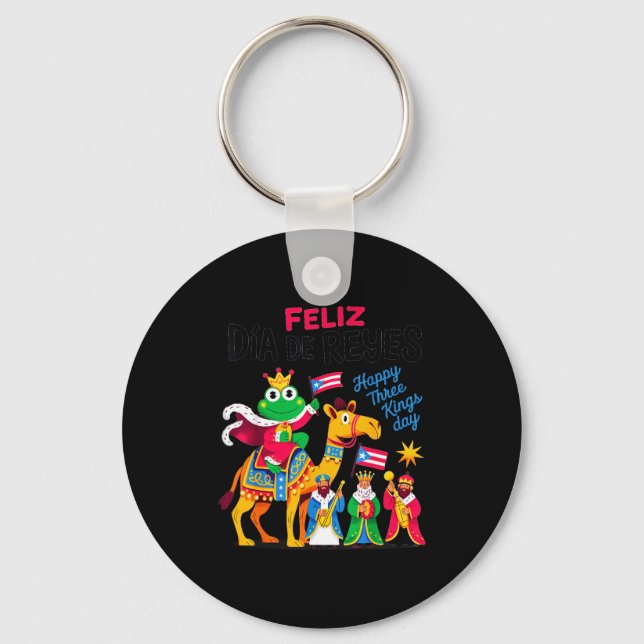 Three Kings Day Puerto Rican &amp; Coqui Frog Bori Keychain (Front)