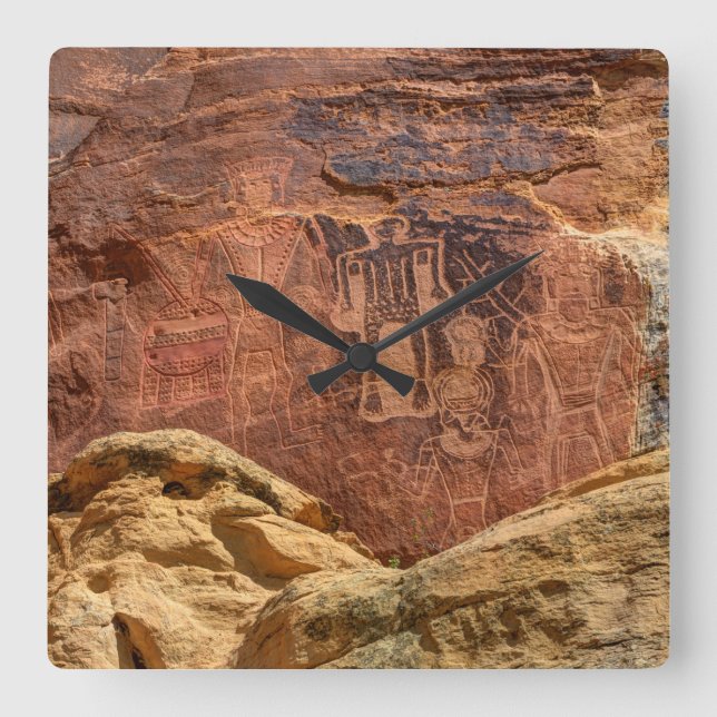 Three Kings Petroglyph - Mcconkie Ranch - Utah Square Wall Clock (Front)