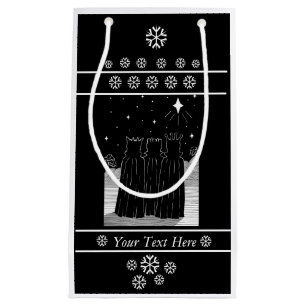 Three kings star black and white christmas small gift bag