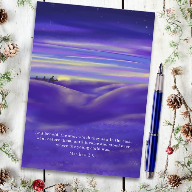Three Kings watercolor Religious Budget Holiday Postcard (Three wise men watercolor bible quote religious Christmas holiday postcard )