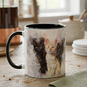 Three kittens cute and beautiful watercolor mug