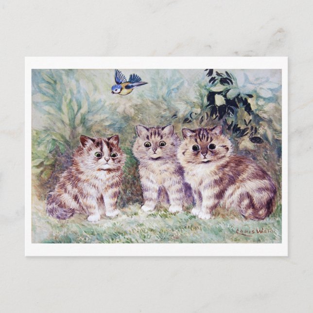 Three Kittens, Louis Wain Postcard (Front)