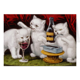 Three Kittens with Wine and Sardines