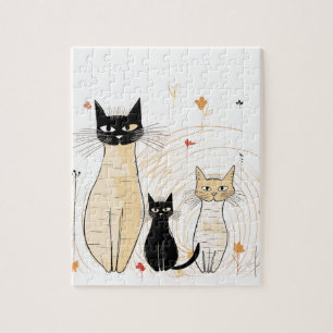 Three Kitties and Flowers Puzzle