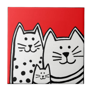 Three Kitties In Red Tile