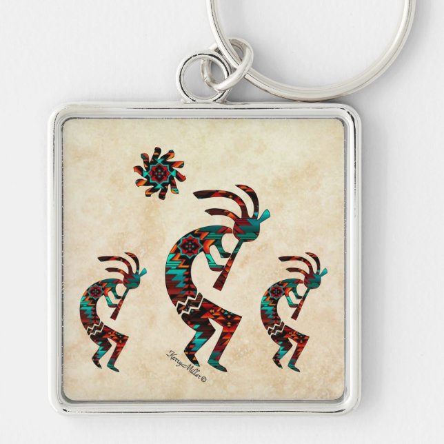 Three Kokopelli Keychain (Front)