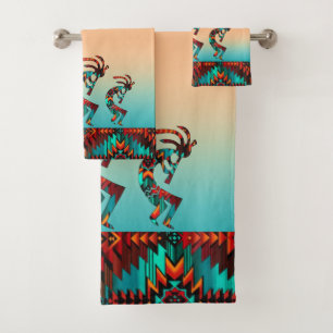 Three Kokopelli Playing The Flute Bath Towel Set