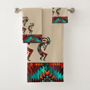 Three Kokopelli Playing The Flute Bath Towel Set