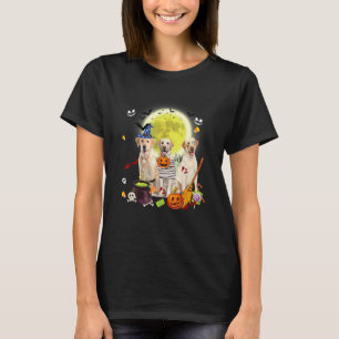 Three Labrador Dogs Witch Scary Mummy Halloween T-Shirt