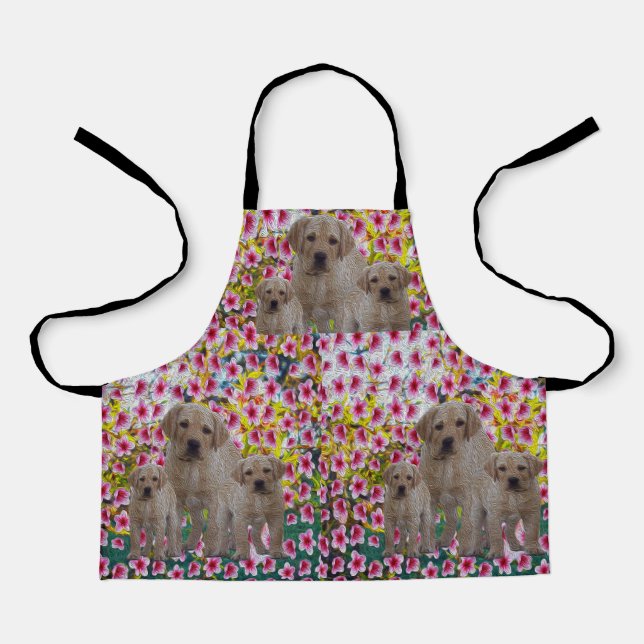 Three Labrador Puppies Oil Paint, Kids Apron (Front)