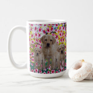 Three Labrador Puppies Oil Painted,   Coffee Mug
