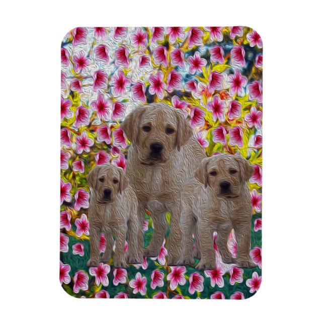 Three Labrador Puppies Oil Painted,   Magnet (Vertical)