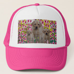 Three Labrador Puppies Oil Painted, Trucker Hat